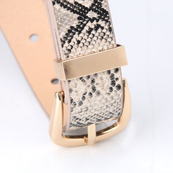 Vegan Leather Khaki Snake Print Belt - Picture 5 of 8